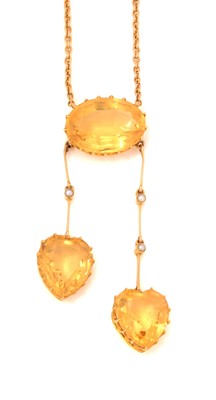 Lot 75 - An Edwardian style citrine pendant