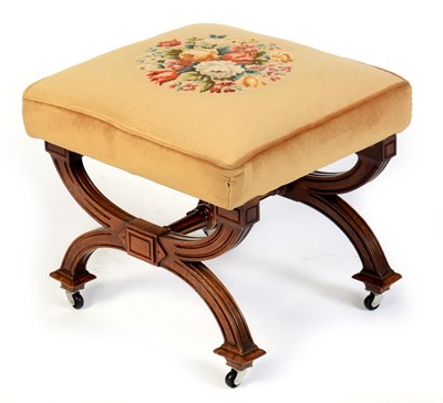 Lot 665 - An Early 20th Century X-form stool