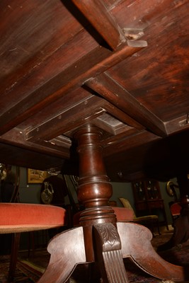 Lot 666 - Early 20th Century mahogany triple pedestal dining table