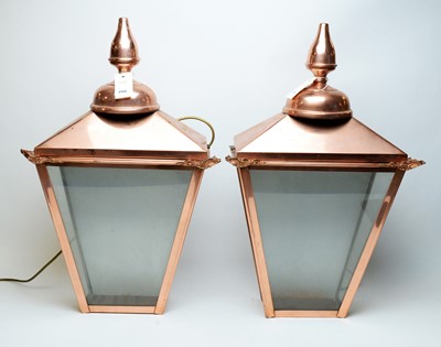 Lot 200 - Pair of copper wall mounting lanterns