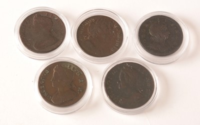 Lot 115 - Five half pennies