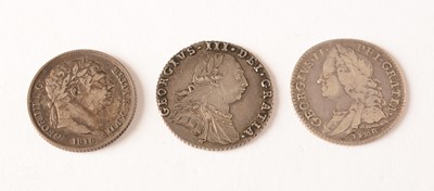 Lot 137 - Three Georgian sixpences