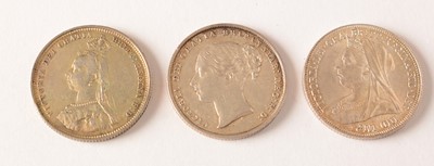 Lot 148 - Three Queen Victoria shillings