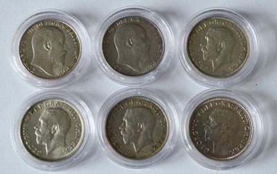 Lot 150 - Six 20th Century shillings