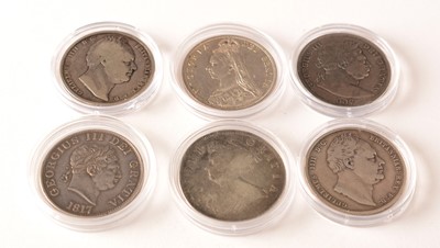 Lot 155 - Six 18th and 19th Century half-crowns.