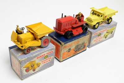 Lot 833 - Dinky Toys Heavy Tractor,  Dumper Truck and Euclid Rear Dumper Truck