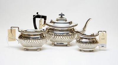 Lot 104 - An Edwardian three-piece silver tea service.