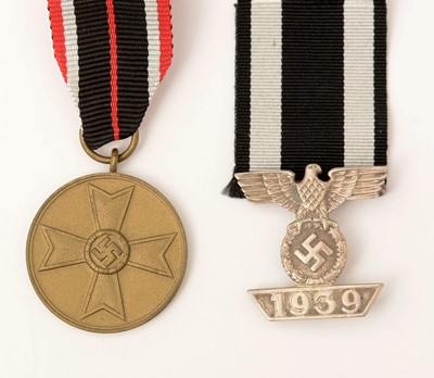 Lot 1117 - WWII War Merit medal 1939 and 2nd clasp to Iron Cross 1939.