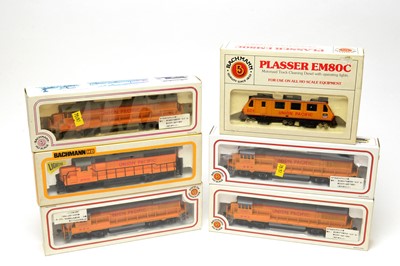 Lot 696 - Six boxed Bachmann HO-gauge Electric Trains Series locomotives, American Outlines.