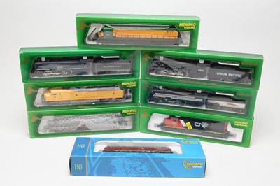 Lot 699 - Eight Mehano HO-gauge Hobby Trainline boxed locomotives.
