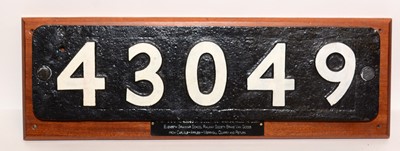 Lot 1212 - Carriage number plate 43049