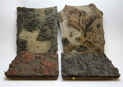 Lot 1309 - Four 19th Century carved wooden printing blocks.