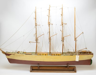 Lot 1207 - A scratch built ship model of a four mastered sailing vessel