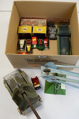 Lot 883 - Vintage wooden tinplate and other toys.