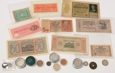 Lot 1038 - Collection of WWII and later German Coins and bank notes