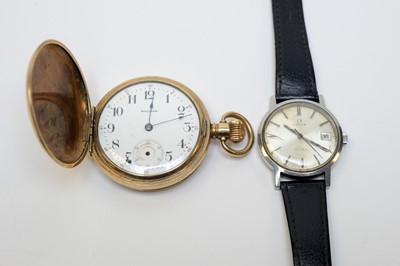 Lot 12 - A gentleman's Omega wristwatch and Waltham hunter pocket watch.