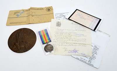 Lot 1193 - First World War medal and Commemoration Plaque