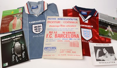 Lot 1242 - Sports interests including two England replica shirts