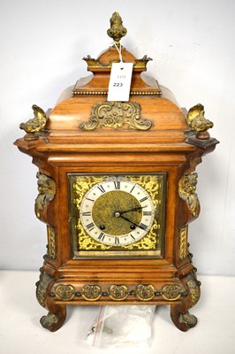 Lot 223 - Late 19th Century walnut cased mantel clock