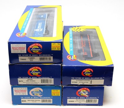 Lot 653 - Five boxed Athearn locomotives.