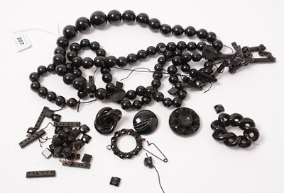Lot 207 - A group of antique jet and jet style jewellery