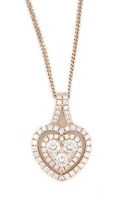 Lot 87 - A diamond set heart shaped pendant