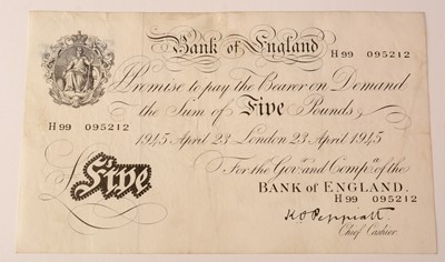 Lot 211 - Bank of England £5 five pound note