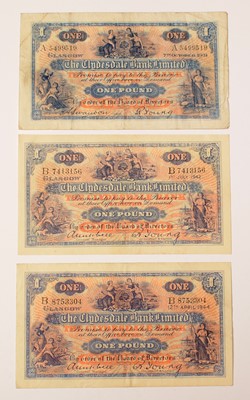 Lot 217 - Three The Clydesdale Bank Limited £1 bank notes