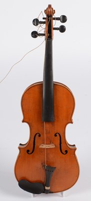 Lot 275 - Violin with two bows, cased