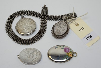 Lot 173 - Antique white metal lockets.