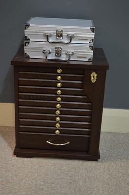 Lot 263 - Coin cabinet and two cases