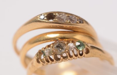 Lot 225 - Three yellow metal rings.