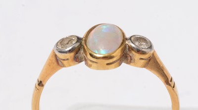 Lot 229 - A yellow-metal, opal, and diamond dress ring.