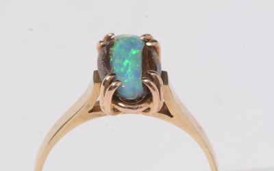 Lot 234 - A vintage black opal ore and yellow-metal dress ring.