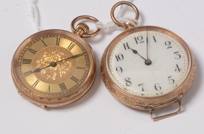 Lot 241 - Two yellow-metal cased fob watches.