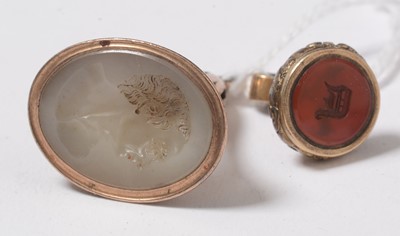 Lot 264 - Two 19th Century yellow-metal fob seals.