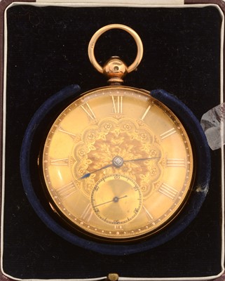 Lot 22 - A Victorian 18ct yellow gold cased open faced pocket watch