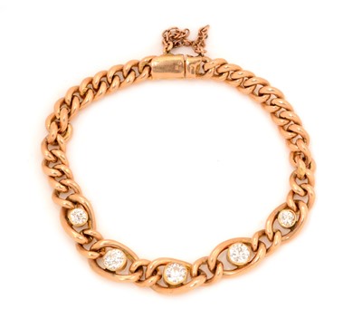 Lot 49 - A late Victorian five stone diamond bracelet