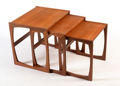 Lot 68 - G-Plan: a nest of teak quadrille pattern occasional tables.