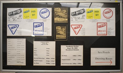 Lot 405 - Framed Sex Pistols ephemera