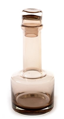 Lot 18 - Mid century brown glass decanter and stopper.