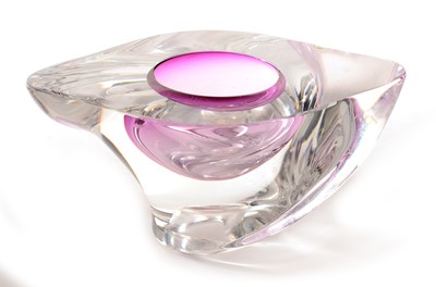 Lot 19 - Val Saint Lambert glass candle holder.