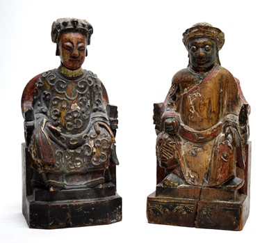 Lot 329 - pair of Burmese wood figures