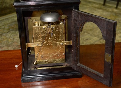 Lot 474 - An George III ebonised repeating bracket clock, by James Smith, London, verge escapement