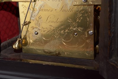 Lot 474 - An George III ebonised repeating bracket clock, by James Smith, London, verge escapement