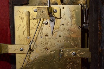 Lot 474 - An George III ebonised repeating bracket clock, by James Smith, London, verge escapement