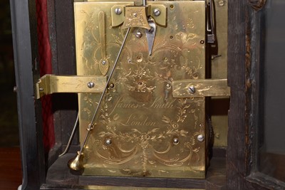 Lot 474 - An George III ebonised repeating bracket clock, by James Smith, London, verge escapement