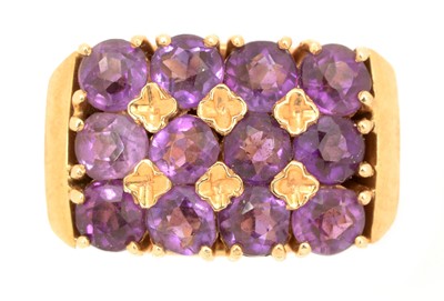 Lot 43 - A mid-20th Century amethyst dress ring
