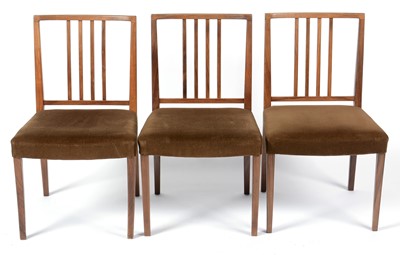 Lot 652 - Attr. Gordon Russell of Broadway: set of six walnut dining chairs.