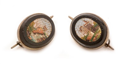 Lot 142 - A pair of early 20th Century micromosaic earrings
